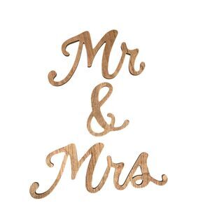 Wooden Mr. & Mrs. Stand Alone Words New Never Used